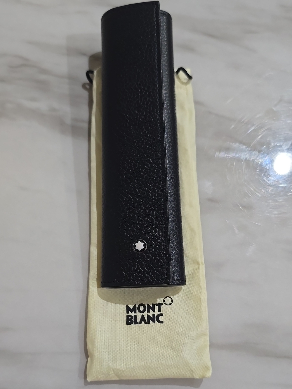 Montblanc Black Leather Single-Pen Sleeve with Emblem